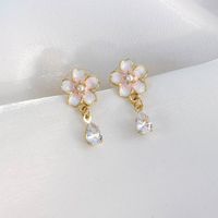 1 Pair Sweet Simple Style Flower Inlay Alloy Alloy Pearl Drop Earrings main image 4