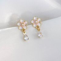 1 Paire Sucré Style Simple Fleur Incruster Alliage Alliage Perle Boucles D'oreilles main image 4