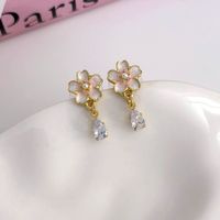 1 Pair Sweet Simple Style Flower Inlay Alloy Alloy Pearl Drop Earrings main image 3