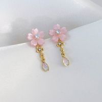 1 Pair Sweet Simple Style Flower Inlay Alloy Alloy Pearl Drop Earrings main image 8