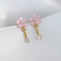 1 Paire Sucré Style Simple Fleur Incruster Alliage Alliage Perle Boucles D'oreilles main image 8