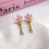 1 Pair Sweet Simple Style Flower Inlay Alloy Alloy Pearl Drop Earrings main image 5
