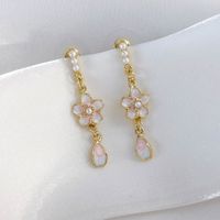 1 Pair Sweet Simple Style Flower Inlay Alloy Alloy Pearl Drop Earrings sku image 6