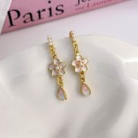 1 Pair Sweet Simple Style Flower Inlay Alloy Alloy Pearl Drop Earrings main image 7