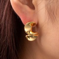 1 Pair Simple Style Classic Style S Shape Water Droplets Plating 304 Stainless Steel 14K Gold Plated Ear Studs main image 2