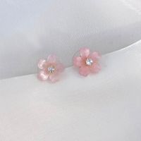 1 Paire Sucré Style Simple Fleur Incruster Alliage Alliage Perle Boucles D'oreilles sku image 2