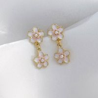 1 Pair Sweet Simple Style Flower Inlay Alloy Alloy Pearl Drop Earrings sku image 3