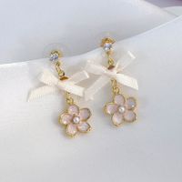 1 Pair Sweet Simple Style Flower Inlay Alloy Alloy Pearl Drop Earrings sku image 8