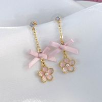 1 Pair Sweet Simple Style Flower Inlay Alloy Alloy Pearl Drop Earrings sku image 10