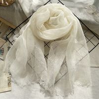 Women's Sweet Solid Color Linen Silk Scarf main image 5