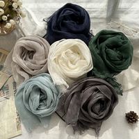 Women's Sweet Solid Color Linen Silk Scarf main image 2