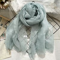 Women's Sweet Solid Color Linen Silk Scarf main image 3