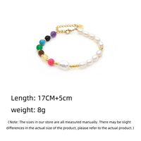 Natural Stone Freshwater Pearl Copper 18K Gold Plated IG Style Simple Style Beaded Knitting Geometric Bracelets main image 2