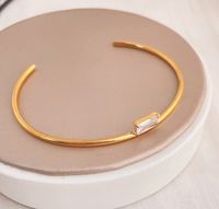 Titanium Steel Gold Plated Simple Style Plating Solid Color Bangle sku image 1