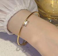 Titanium Steel Gold Plated Simple Style Plating Solid Color Bangle main image 2