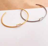 Titanium Steel Gold Plated Simple Style Plating Solid Color Bangle main image 7