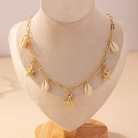 Wholesale Jewelry Vacation Marine Style Solid Color Alloy Shell Necklace main image 2