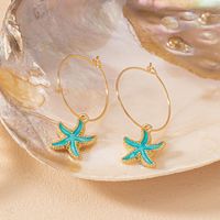 1 Pair Vacation Beach Simple Style Starfish Alloy Drop Earrings main image 2