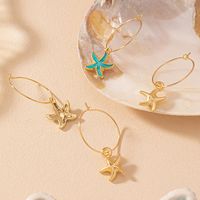 1 Pair Vacation Beach Simple Style Starfish Alloy Drop Earrings main image 6