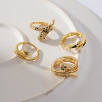Brass Gold Plated Retro Wedding Plating Metal Inlay Semicircle Round Colorful Zircon Rings main image 3