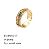 Brass Gold Plated Retro Wedding Plating Metal Inlay Semicircle Round Colorful Zircon Rings main image 5