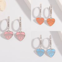 1 Pair Cartoon Style Cute Sweet Heart Shape Eye Plating Sterling Silver White Gold Plated Drop Earrings main image 1
