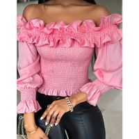 Femmes Chemisière Manche Longue Blouses Élégant Couleur Unie Fleur main image 1