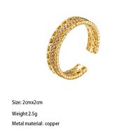 Brass Gold Plated Retro Wedding Plating Metal Inlay Semicircle Round Colorful Zircon Rings sku image 1