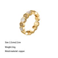 Brass Gold Plated Retro Wedding Plating Metal Inlay Semicircle Round Colorful Zircon Rings sku image 9