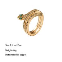Brass Gold Plated Retro Wedding Plating Metal Inlay Semicircle Round Colorful Zircon Rings sku image 7