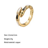 Brass Gold Plated Retro Wedding Plating Metal Inlay Semicircle Round Colorful Zircon Rings sku image 5