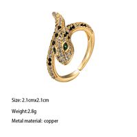 Brass Gold Plated Retro Wedding Plating Metal Inlay Semicircle Round Colorful Zircon Rings sku image 8