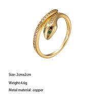 Brass Gold Plated Retro Wedding Plating Metal Inlay Semicircle Round Colorful Zircon Rings sku image 2
