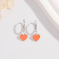 1 Pair Cute Lady Sweet Heart Shape Plating Sterling Silver White Gold Plated Drop Earrings main image 3