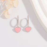 1 Pair Cute Lady Sweet Heart Shape Plating Sterling Silver White Gold Plated Drop Earrings main image 4