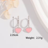 1 Pair Cute Lady Sweet Heart Shape Plating Sterling Silver White Gold Plated Drop Earrings sku image 2