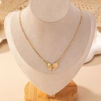 Wholesale Jewelry Simple Style Classic Style Bow Knot Iron Zinc Alloy Pendant Necklace sku image 1
