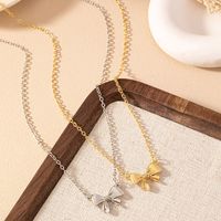 Wholesale Jewelry Simple Style Classic Style Bow Knot Iron Zinc Alloy Pendant Necklace main image 3