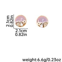1 Pair Beach Starfish Conch Enamel Copper Artificial Pearls 18K Gold Plated Ear Studs main image 3