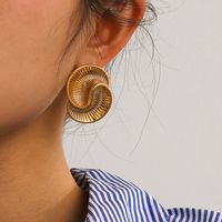 1 Paire Style Simple Style Classique Spirale Placage Acier Inoxydable 316 Plaqué Or 18K Boucles D'Oreilles main image 1