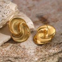 1 Pair Simple Style Classic Style Spiral Plating 316 Stainless Steel  18K Gold Plated Ear Studs main image 4