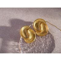 1 Pair Simple Style Classic Style Spiral Plating 316 Stainless Steel  18K Gold Plated Ear Studs main image 2