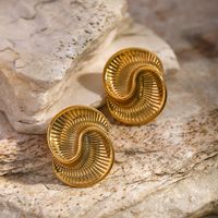 1 Pair Simple Style Classic Style Spiral Plating 316 Stainless Steel  18K Gold Plated Ear Studs main image 5