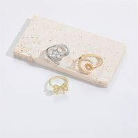 Copper Vintage Style Classic Style Inlay Pentagram Moon Bow Knot Zircon Open Rings main image 6