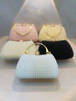 White Beige Black Polyester Solid Color Pearls Evening Bags main image 1