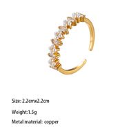 Brass Elegant Lady Modern Style Plating Inlay Geometric Round Zircon Open Rings main image 2