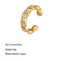 Brass Elegant Lady Modern Style Plating Inlay Geometric Round Zircon Open Rings sku image 5