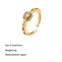 Brass Elegant Lady Modern Style Plating Inlay Geometric Round Zircon Open Rings sku image 3