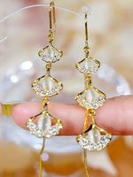 1 Pair Retro Flower Inlay Metal Artificial Gemstones Zircon Drop Earrings sku image 3