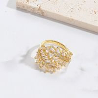 Copper Vintage Style Classic Style Inlay Pentagram Moon Bow Knot Zircon Open Rings sku image 5